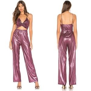 Superdown pink metallic jumpsuit